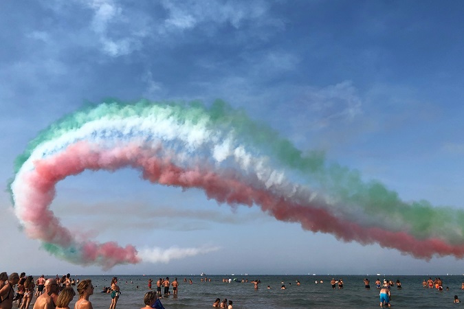 Le Frecce Tricolori sul litorale di Rimini.