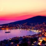 Veduta di Saranda al tramonto