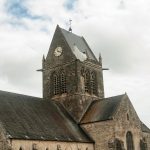 La chiesa di Sainte-Mère-Eglise, Normandia