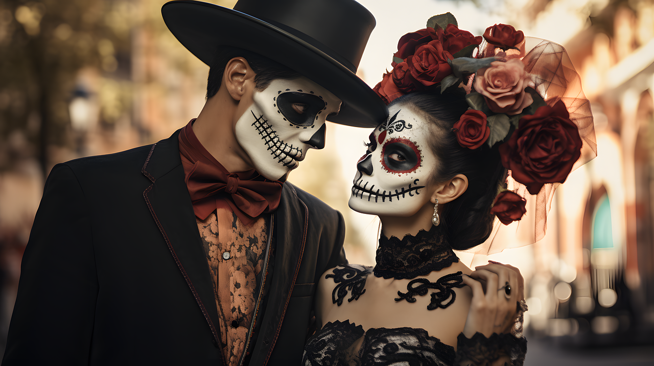 Mezzo Trucco Per Dia De Los Muertos Da Uomo Trucco Calavera Uomo E